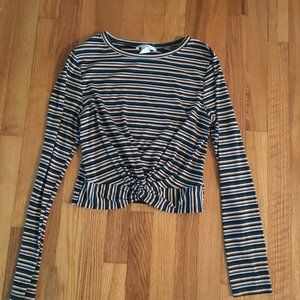 Striped Cropped Long Sleve